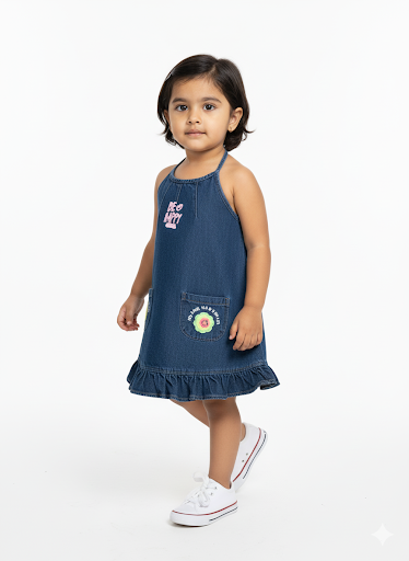 Small Kids Fancy Denim Frock – Casual & Cute Wear