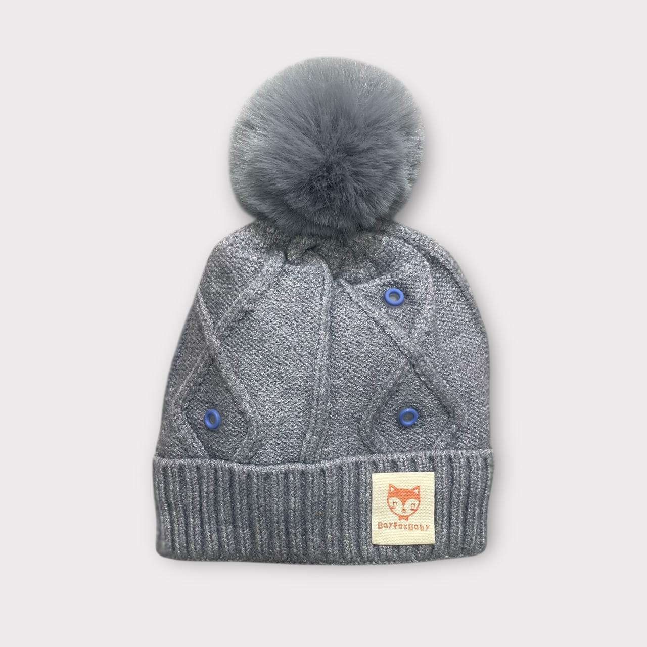 Kids Winter Woolen Cap with Pom-Pom
