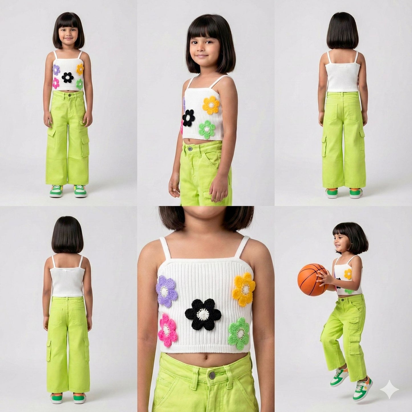 White Floral Crochet Crop Top | Summer Ribbed Sleeveless Top | Trendy Korean Style