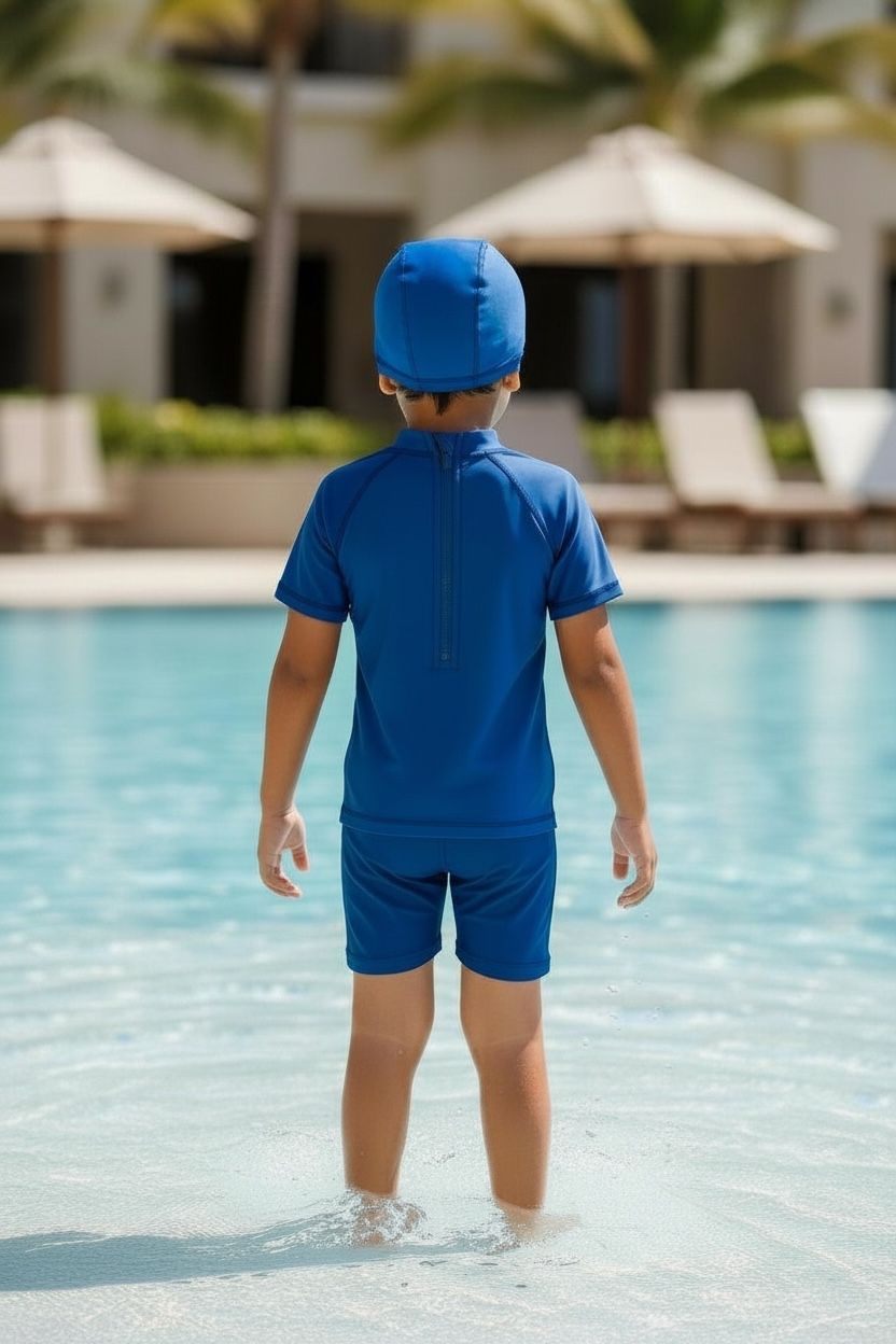 πββοΈ Kids Cars-Themed Swim Jumpsuit with Cap | Quick-Dry & UV Protection