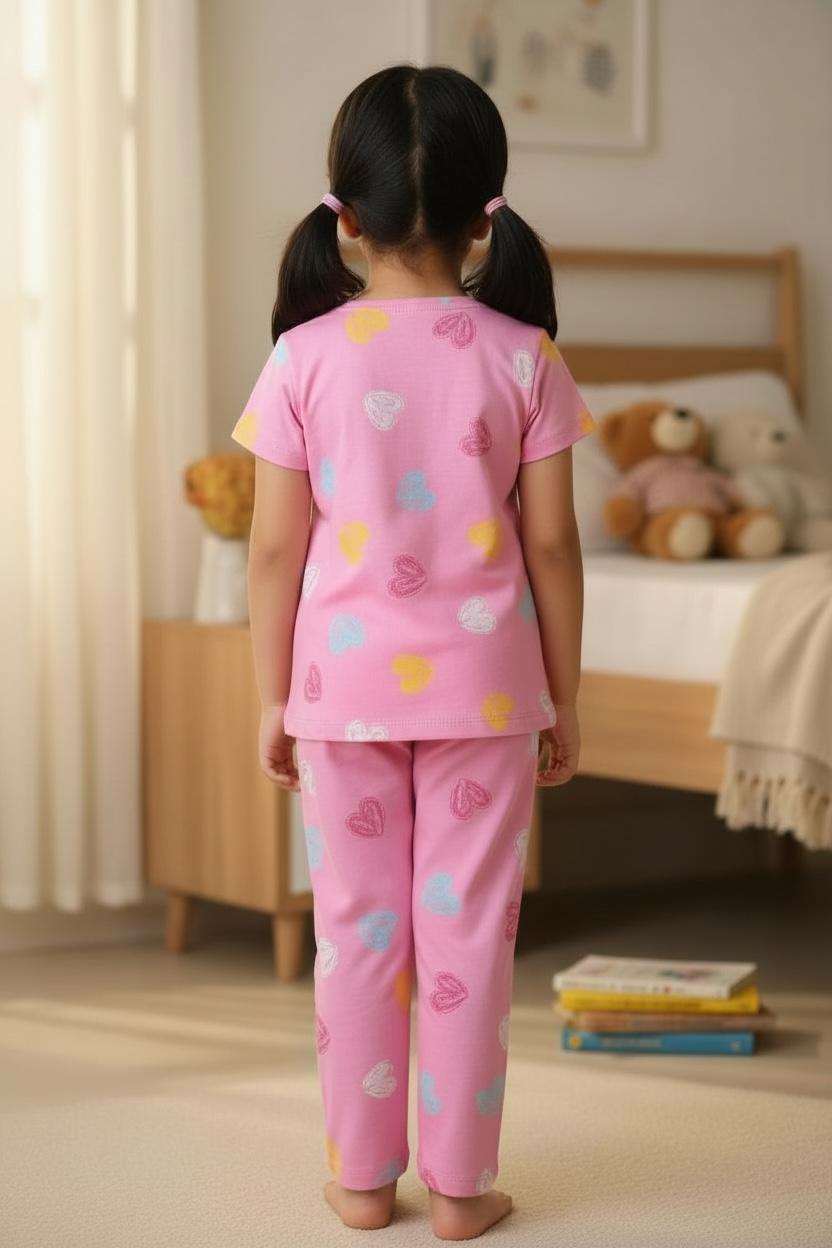 Girls Cotton Nightwear Set | “Love to Sleep” Pajama Set