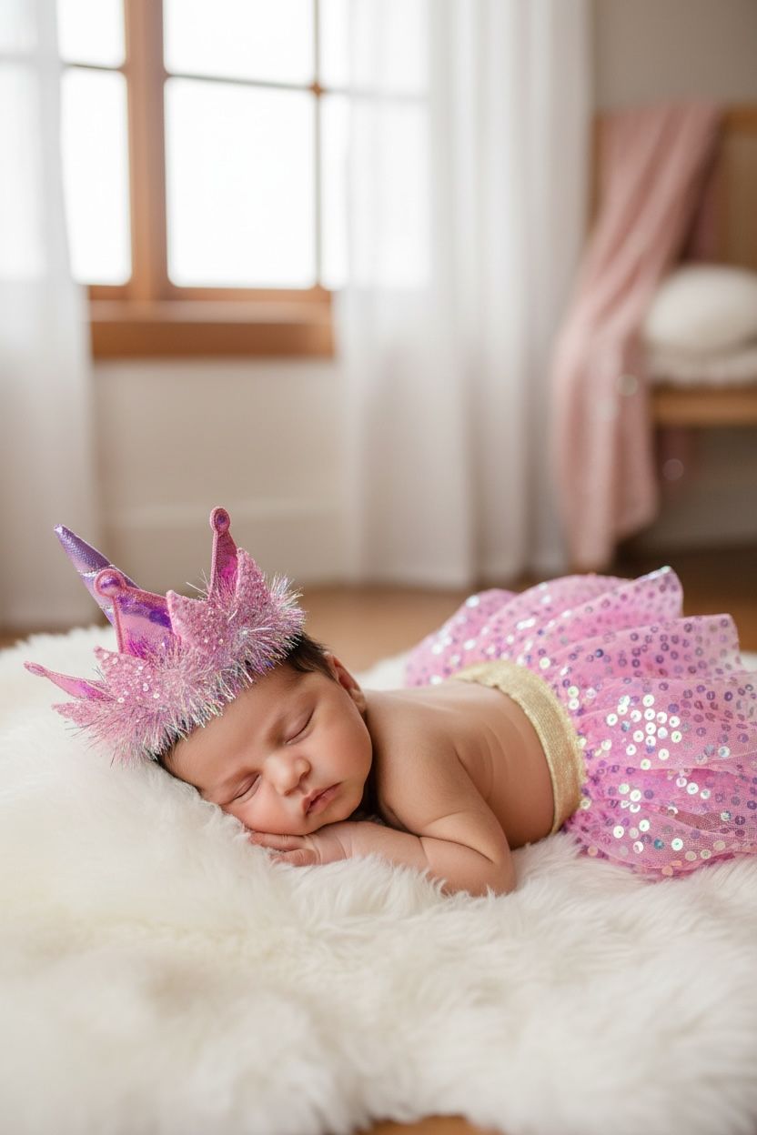 Newborn Baby Girl Photoshoot Dress with Crown | Princess Tutu Shoot Outfit