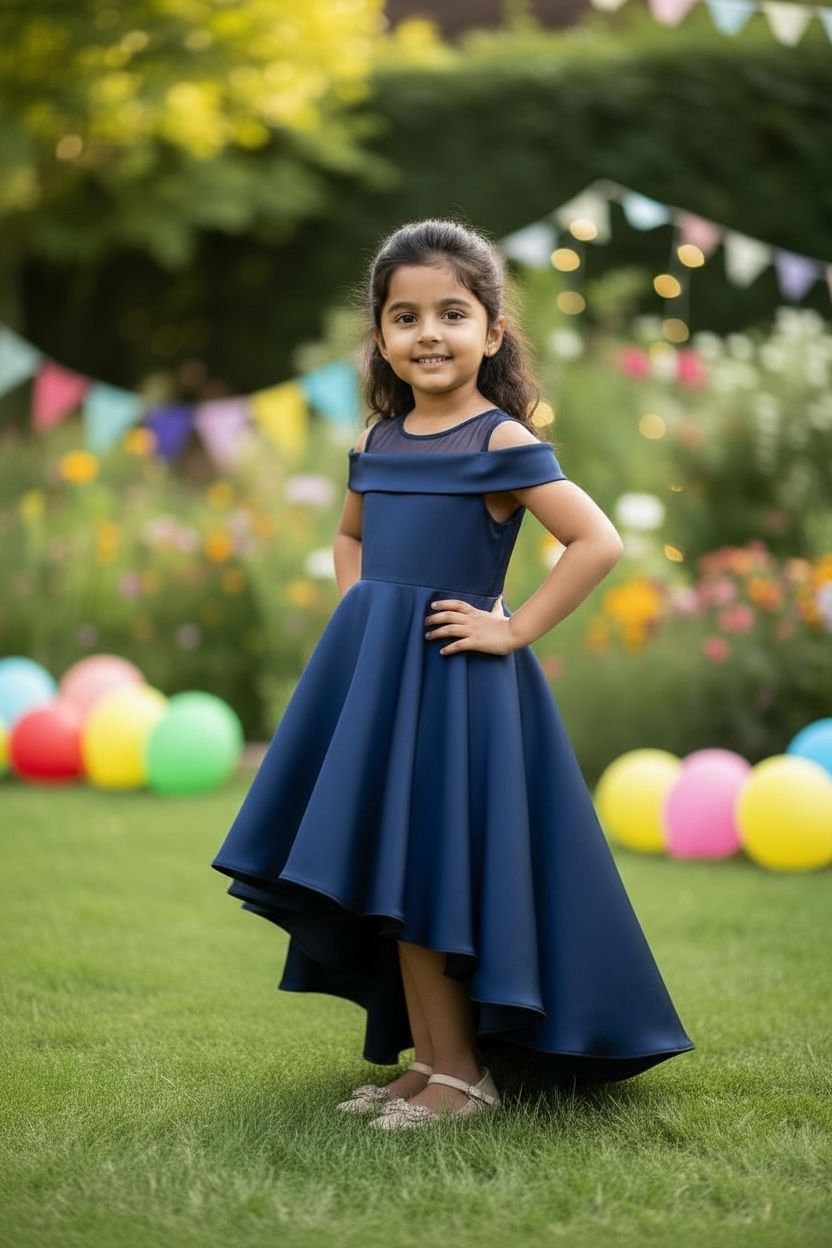 Elegant Navy Blue Party Dress for Girls | Premium Occasion Wear