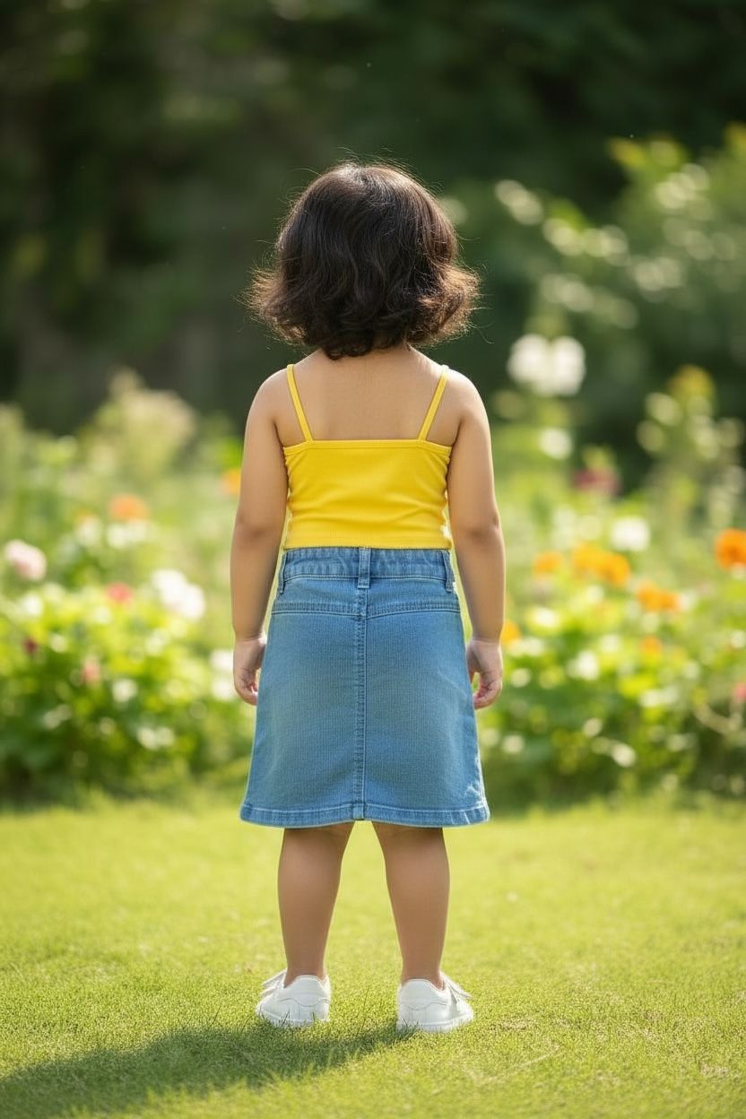 Girls Yellow Knotted Hosiery Top