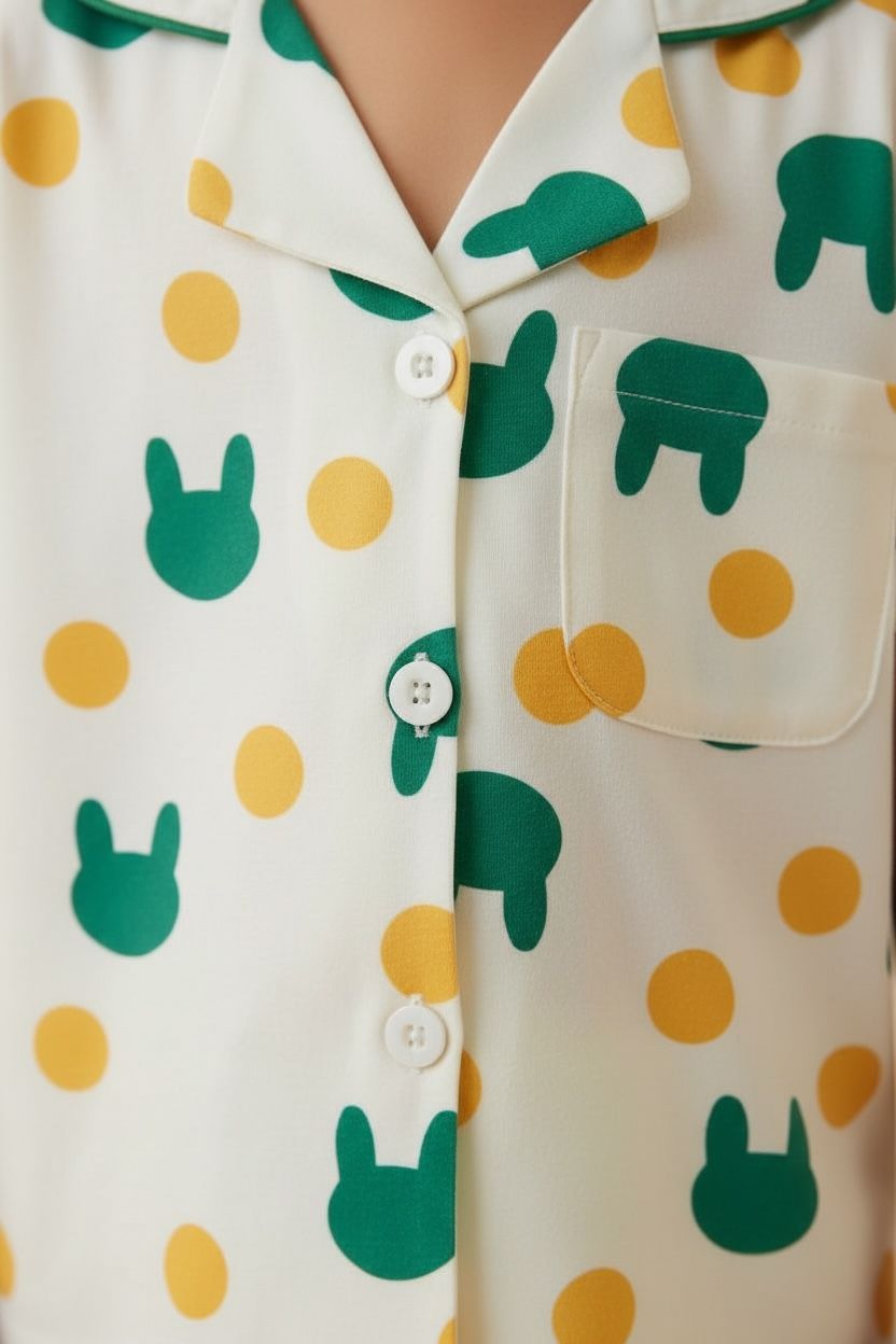 Bunny Printed Cotton Night Suit Set – Shirt & Shorts