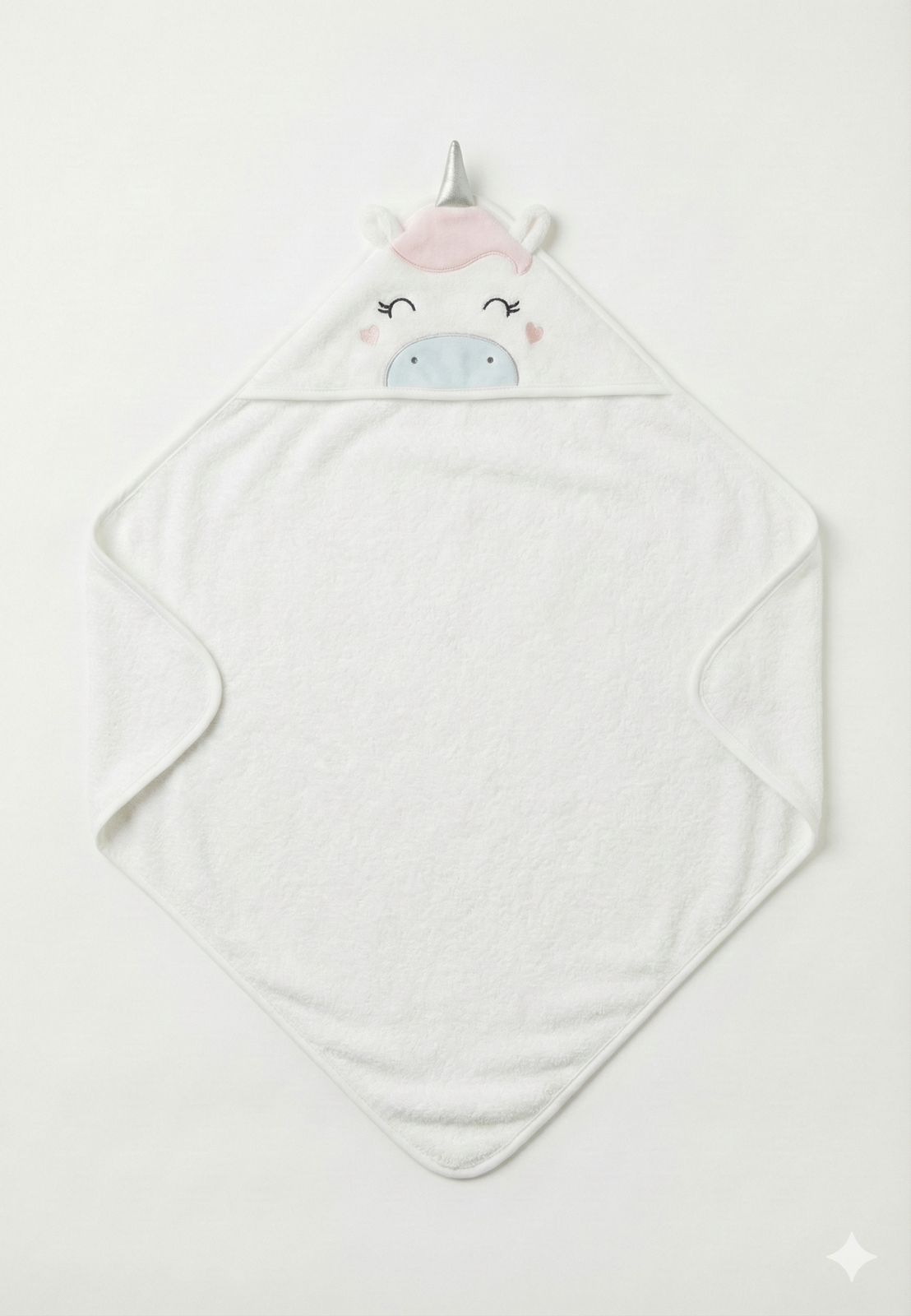 White Baby Hooded Towel Wrap with Cute Unicorn Hood – Soft & Absorbent