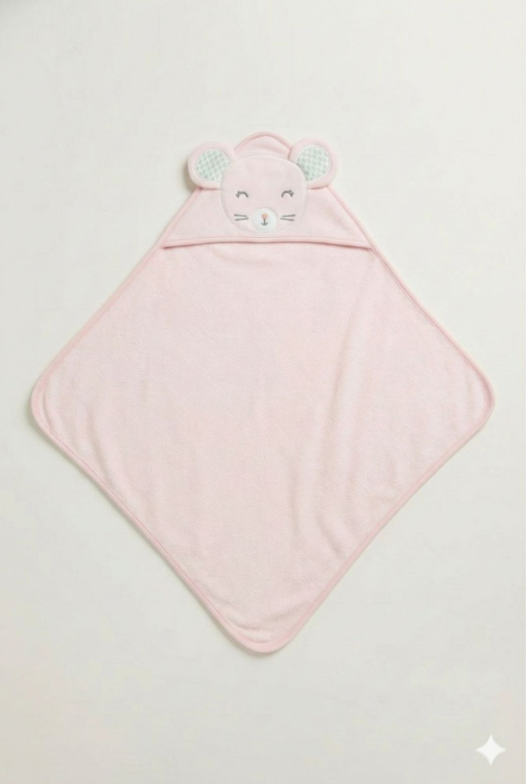 Peach Baby Hooded Towel Wrap with Cute Mice Hood – Soft & Absorbent