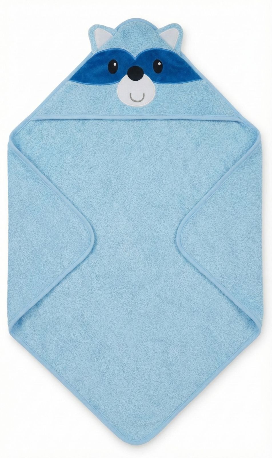 Blue Baby Hooded Towel Wrap with Cute Raccoon Hood – Soft & Absorbent