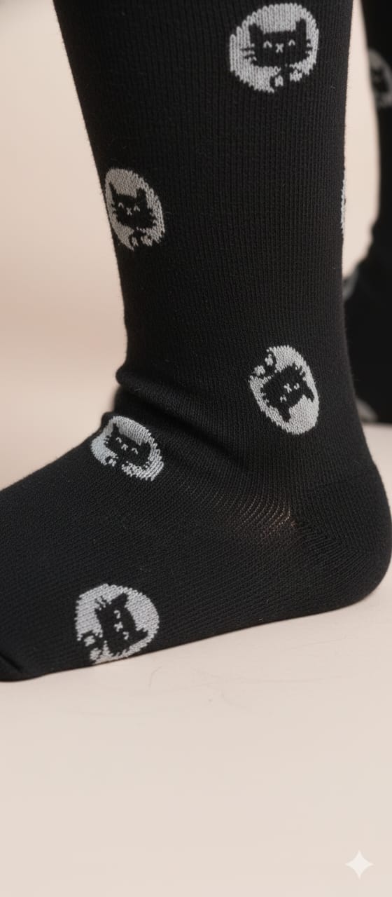 Black Kitty Breathable Premium Mesh Cotton Kids Stockings – Party to Play Wear
