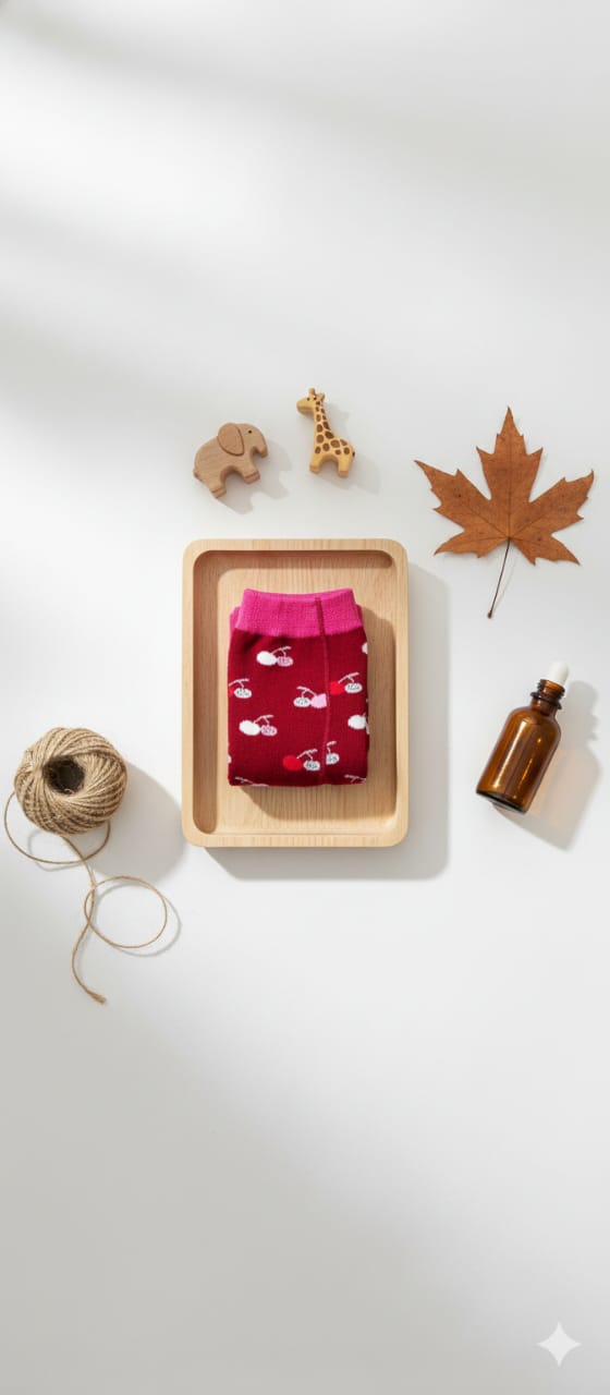 Mehroon Cherry Breathable Premium Cotton Kids Stockings – Party to Play Wear