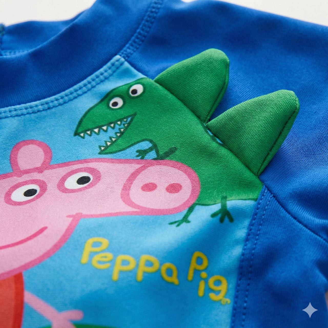Blue Peppa Pig Dino Themed Swim Jumpsuit with Cap | Quick-Dry | UV Protection