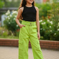 Lime Green Cargo Pants with Belt – Trendy Wide Leg Utility Pants
