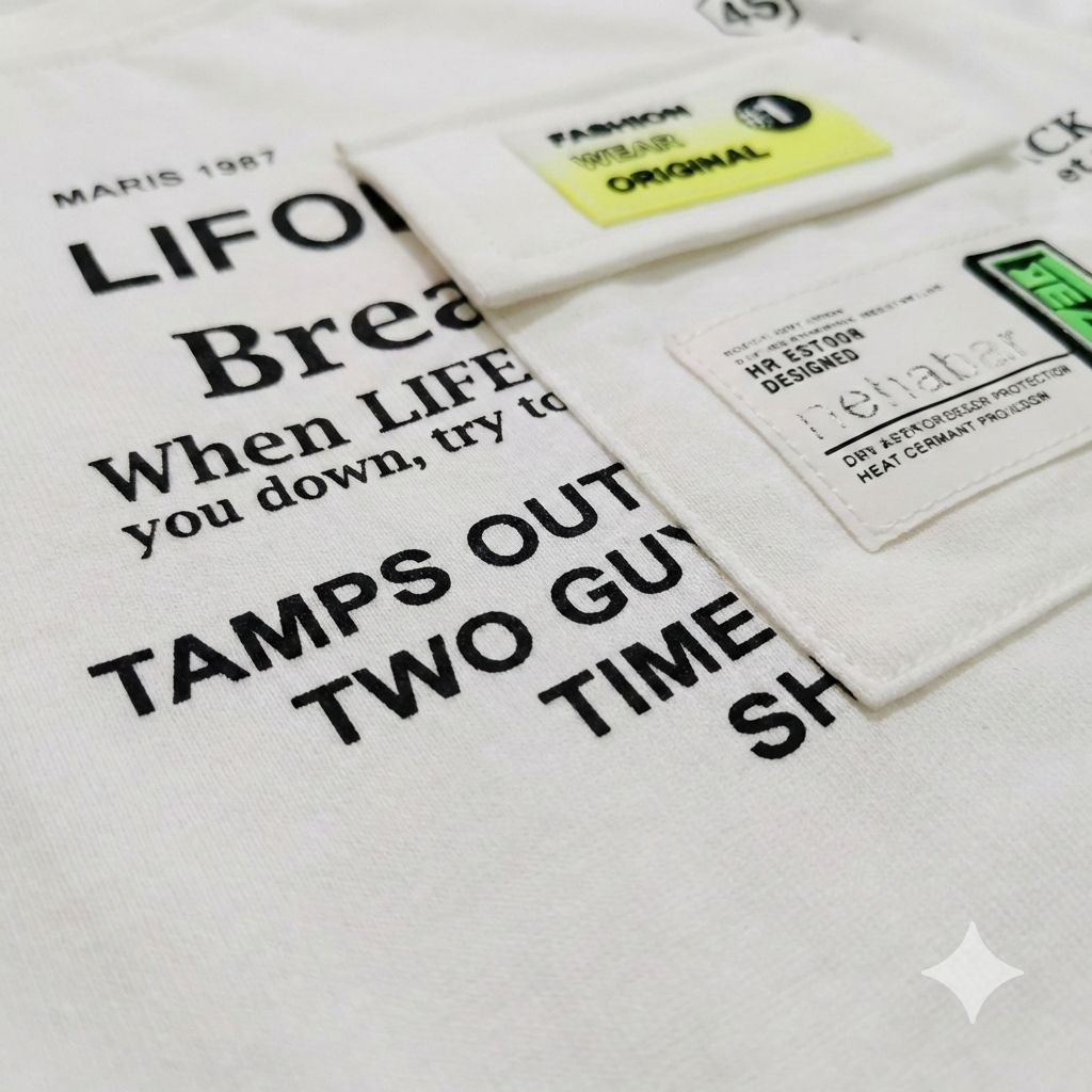 White Graphic T-Shirt with Pocket – Party Street Style Tee