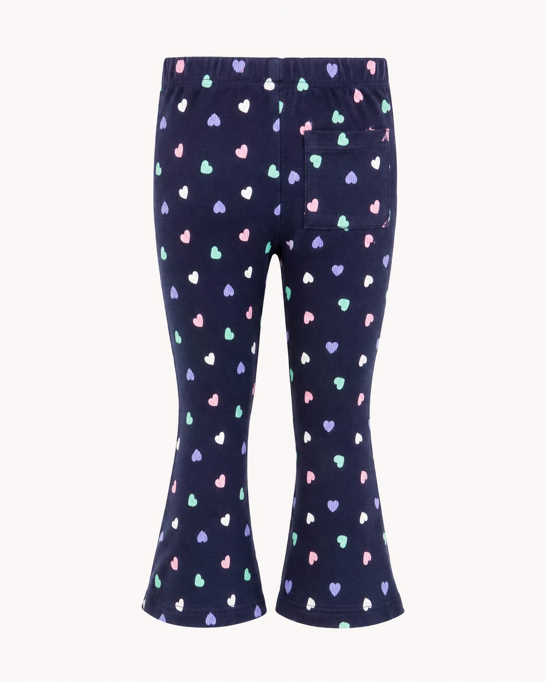 Navy Heart Print Flared Leggings