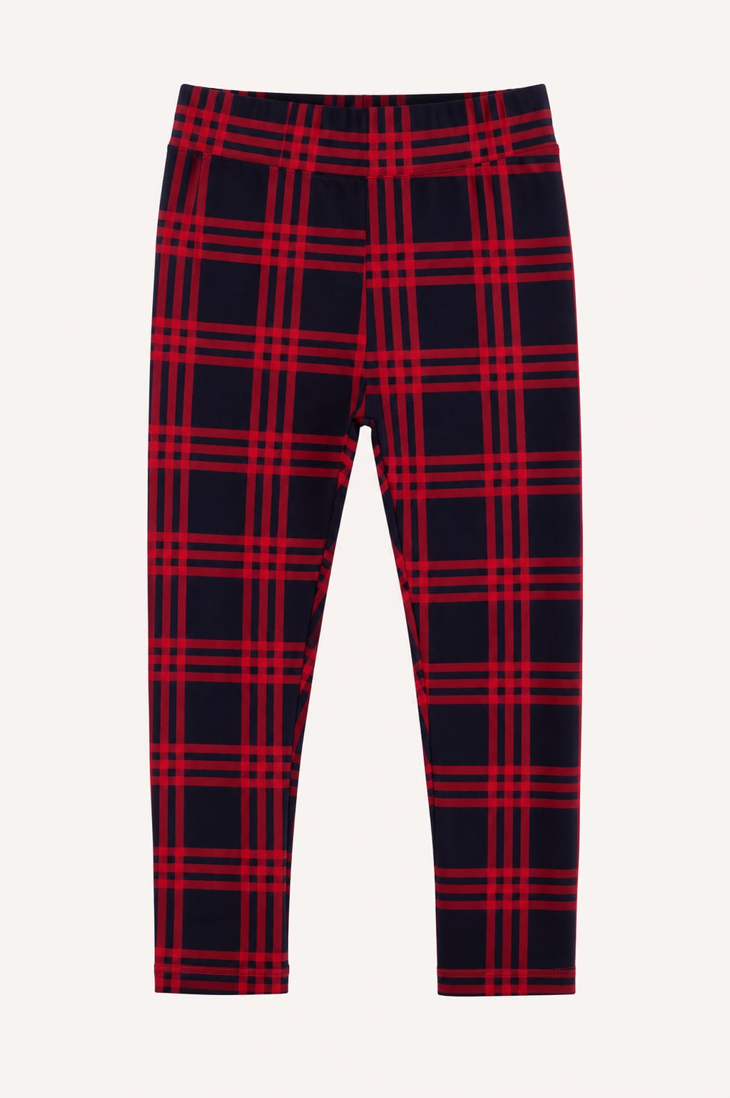 Red & Navy Check Leggings