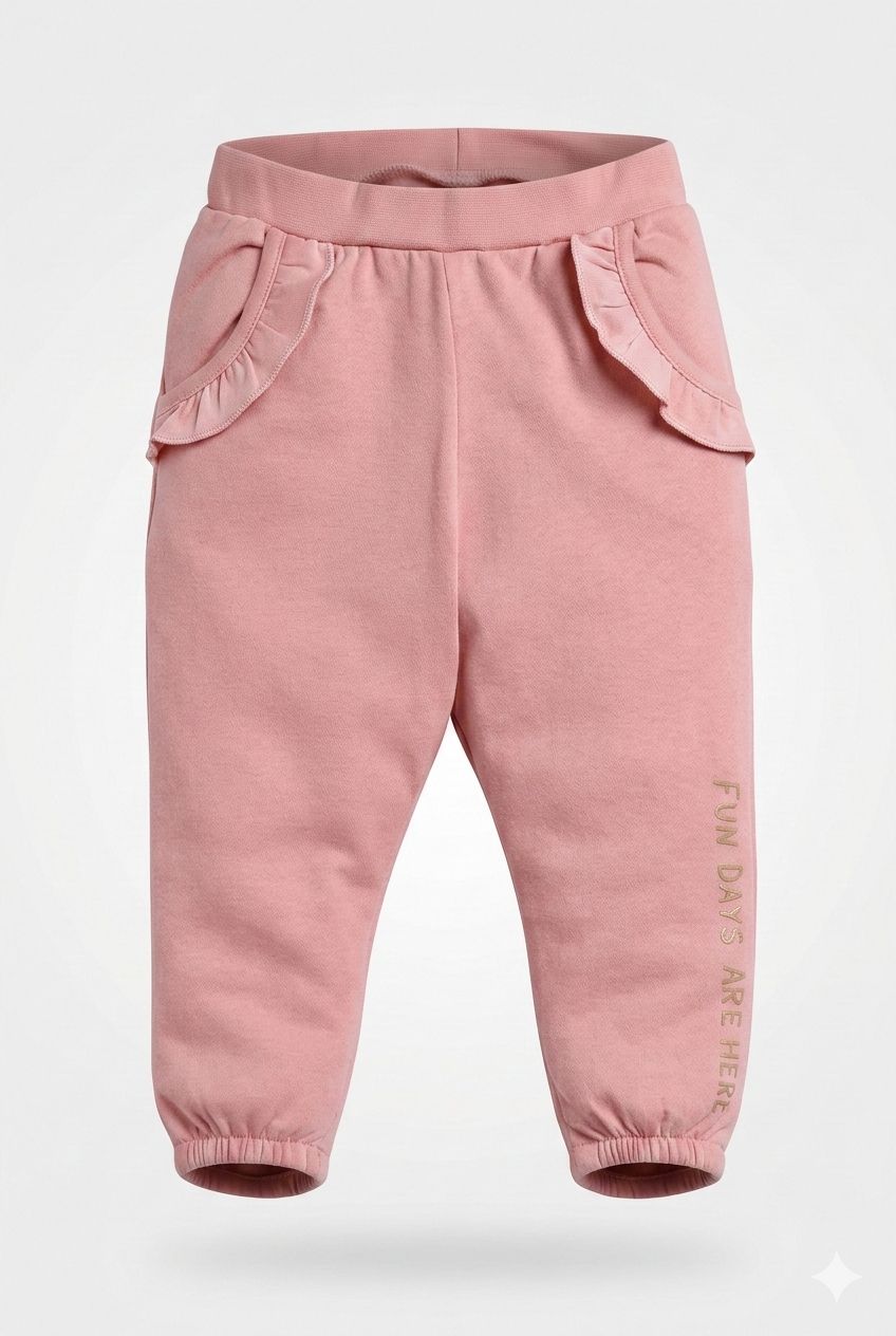 Pastel Premium Cotton Joggers with Frill Pockets – Mint, Blush & Pink