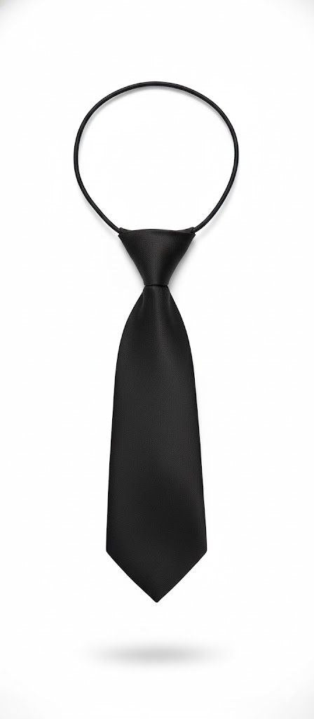 Black Satin Ready to Use Tie – Easy Wear Formal Accessory for Boys