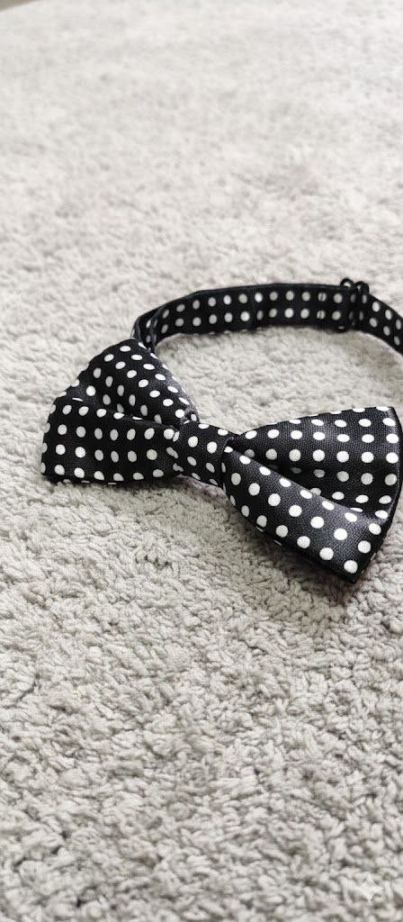 Black & White Polka Dot Bow Tie Ready to Use– Easy Wear Formal Accessory for Boys