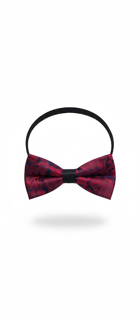 Blue & Red Paisley Print Bow Tie Ready to Use– Easy Wear Formal Accessory for Boys