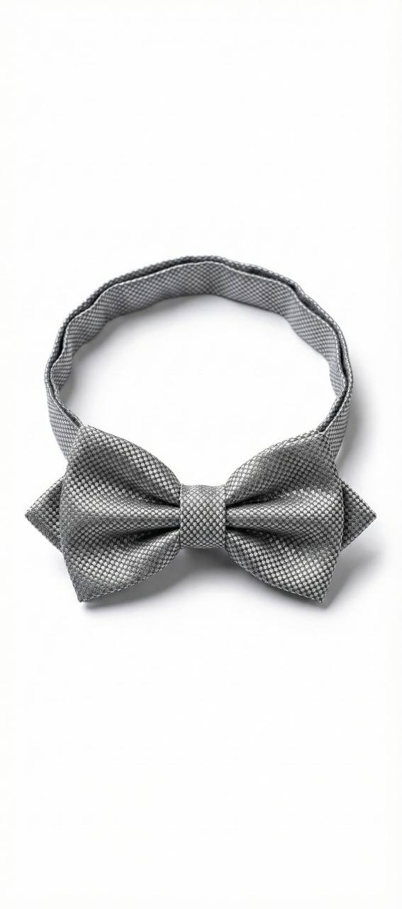 Silver Grey Bow Tie Ready to Use– Easy Wear Formal Accessory for Boys