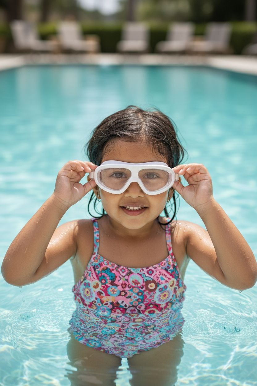 White Unisex Swimming Goggles With Ear Plugs – Clear Vision, Leak-Proof, Anti-Fog Eye Protection