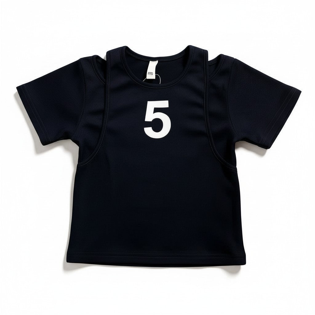 Black Cold Shoulder Trendy Sporty Top for Girls
