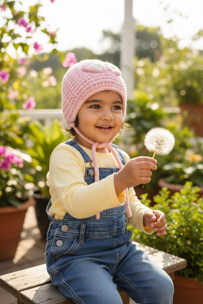 Handmade Crochet Baby Winter Bonnet I Beanie I Winter Hat with Tie Straps (3-6 Years)