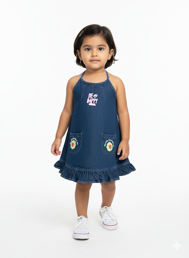 Small Kids Fancy Denim Frock – Casual & Cute Wear