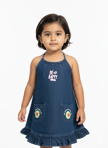 Small Kids Fancy Denim Frock – Casual & Cute Wear