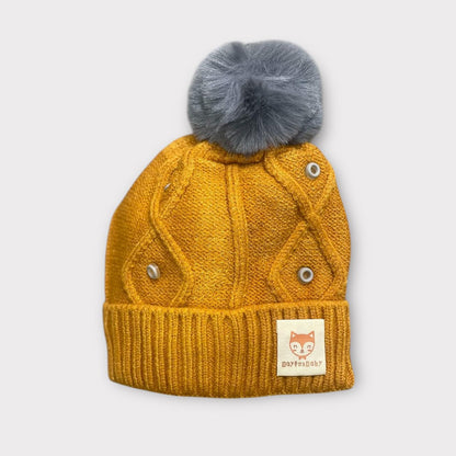 Knitted Winter Beanie Cap for Kids | Soft Knit + Pom-Pom (Unisex | 6 -12 Months)