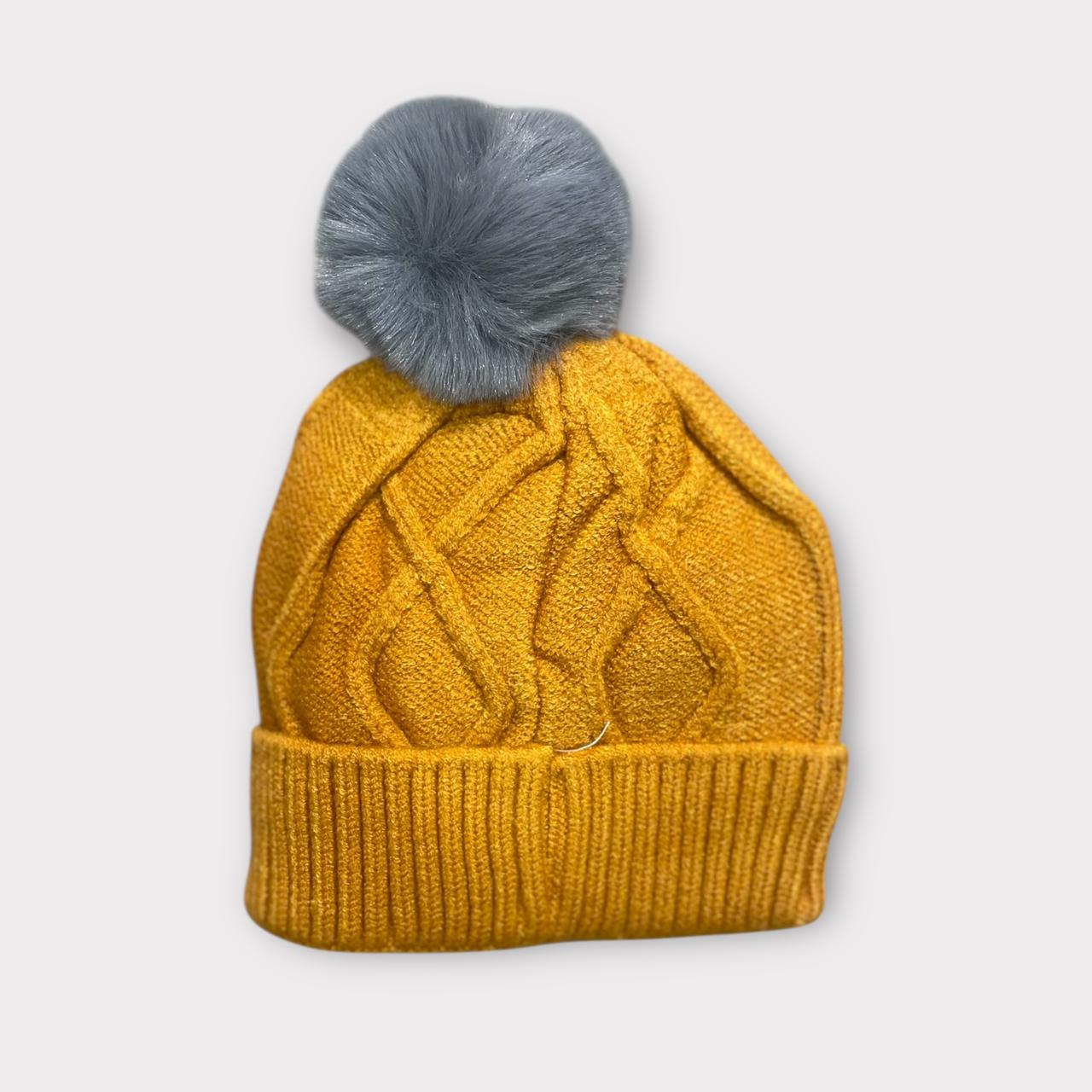 Knitted Winter Beanie Cap for Kids | Soft Knit + Pom-Pom (Unisex | 6 -12 Months)