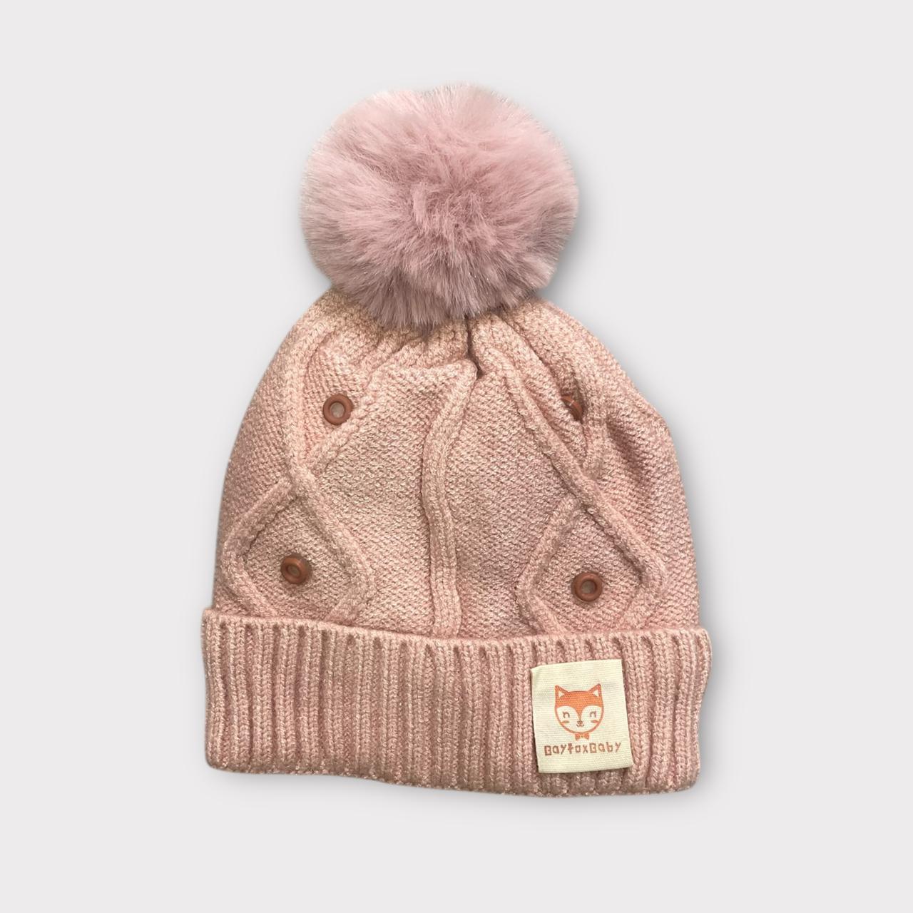Knitted Winter Beanie Cap for Kids | Soft Knit + Pom-Pom (Unisex | 6 -12 Months)