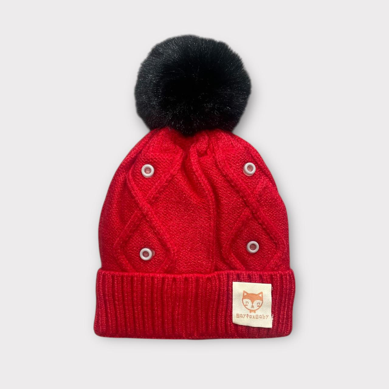 Knitted Winter Beanie Cap for Kids | Soft Knit + Pom-Pom (Unisex | 6 -12 Months)