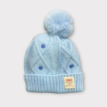Knitted Winter Beanie Cap for Kids | Soft Knit + Pom-Pom (Unisex | 6 -12 Months)
