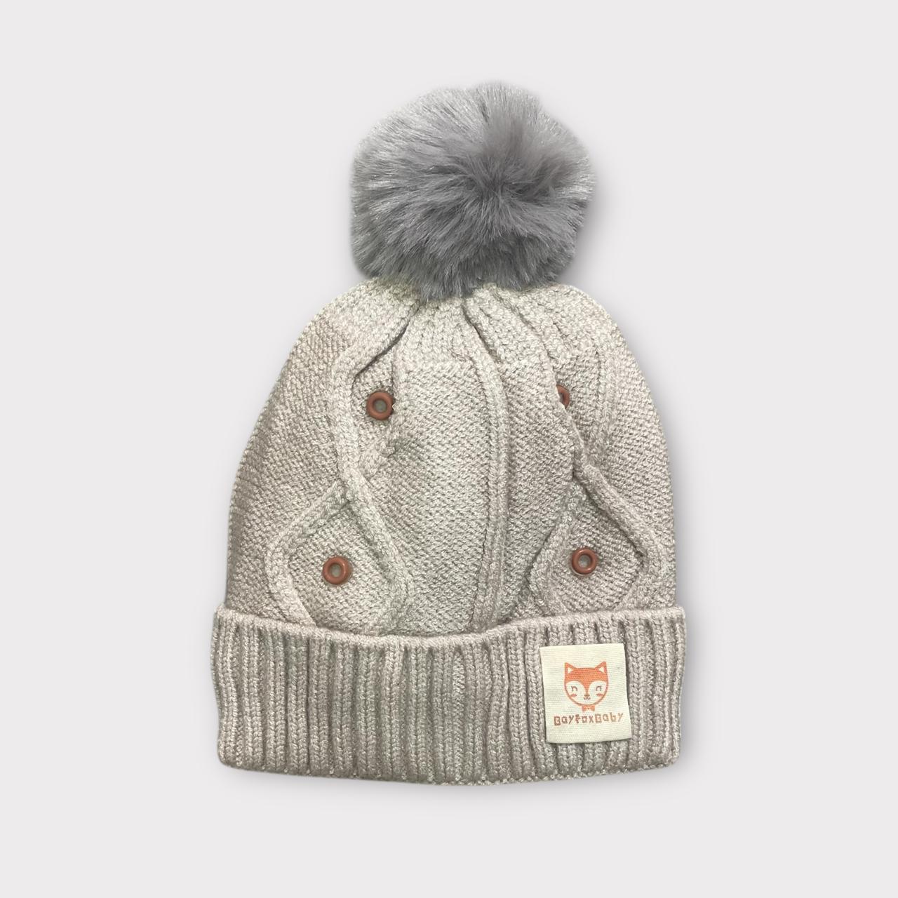 Knitted Winter Beanie Cap for Kids | Soft Knit + Pom-Pom (Unisex | 6 -12 Months)