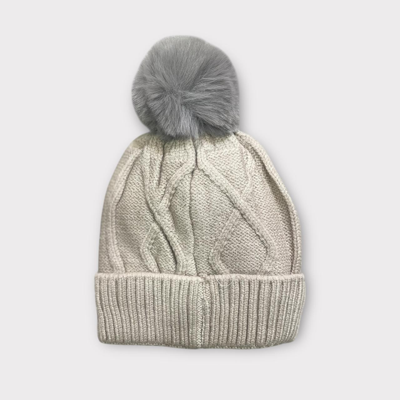 Knitted Winter Beanie Cap for Kids | Soft Knit + Pom-Pom (Unisex | 6 -12 Months)