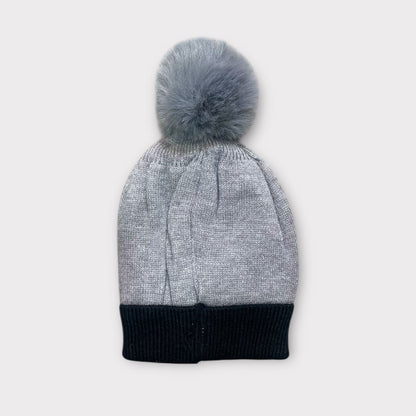 Baby/Toddler Winter Cap – Woolen Beanie Knit with Cute Car Design & Fur Pom-Pom