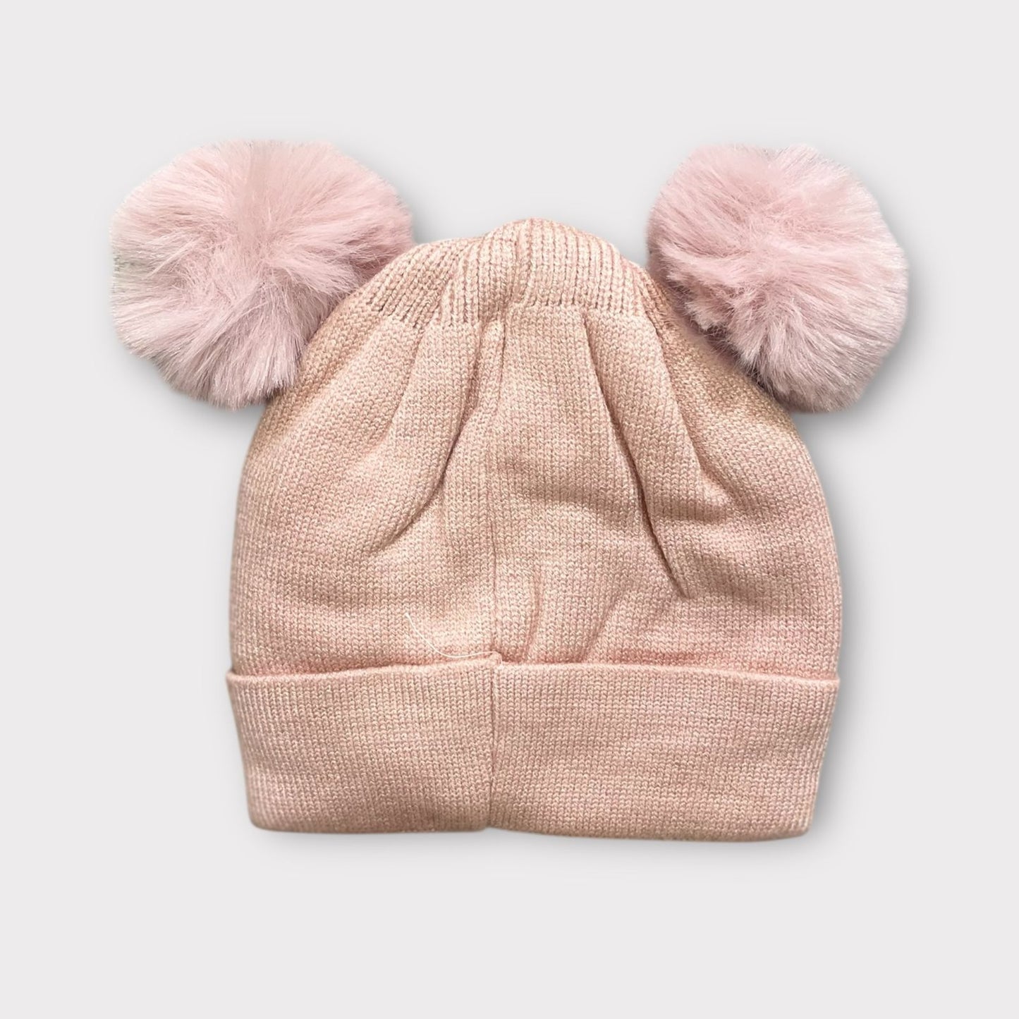 Baby/Toddler Winter Cap – Blue Knit Beanie with Bear-Ear Pom Poms