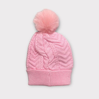 Cute Winter Knitted Beanie for Kids | Warm Woolen Cap with Pom Pom & Cartoon Patch | Soft Cozy Baby Girl Winter Hat