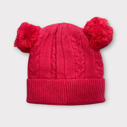 Knitted Winter Beanie for Kids | Cute Teddy Ear Woolen Cap for Baby Boys & Girls | Soft Warm Winter Hat with Flower Patch