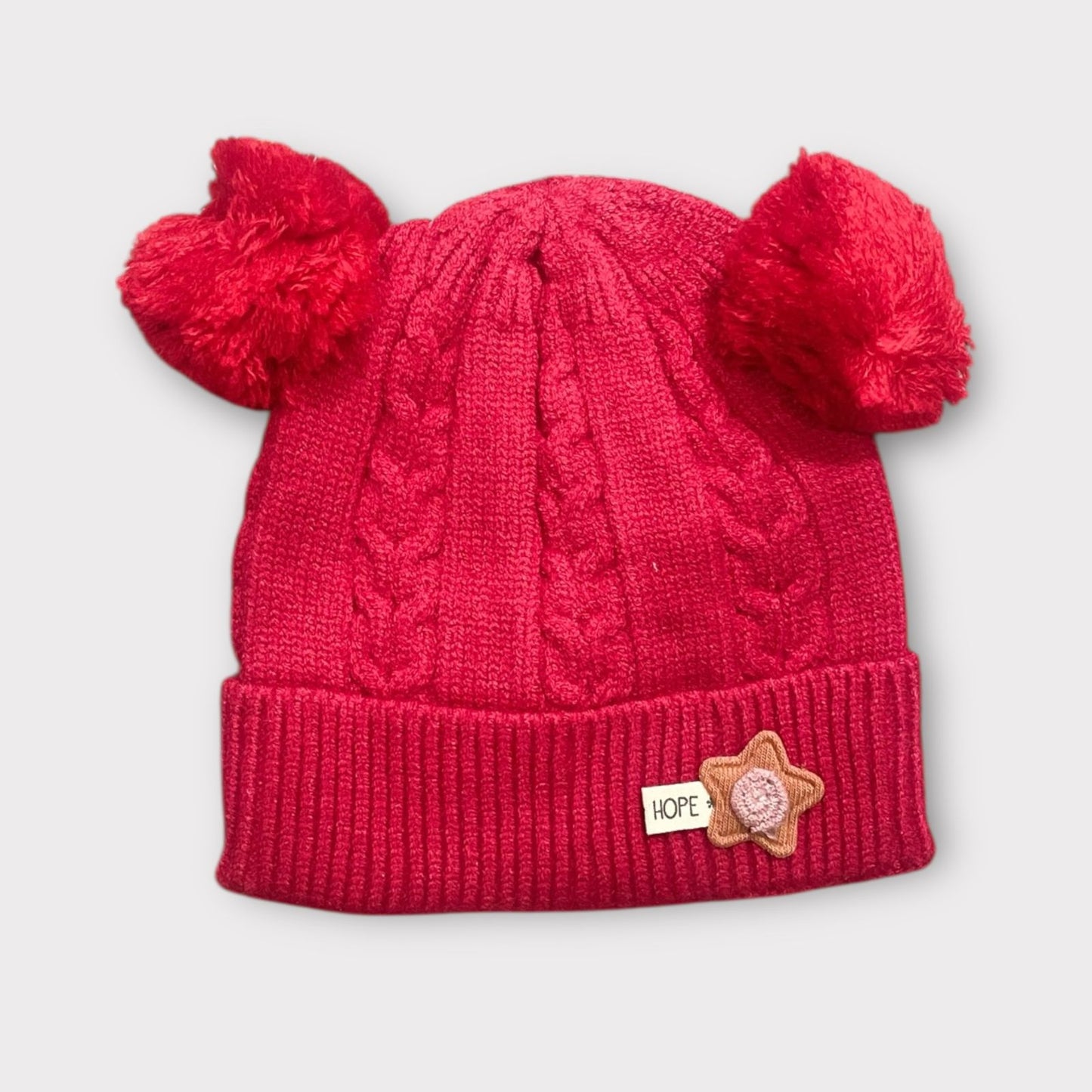 Knitted Winter Beanie for Kids | Cute Teddy Ear Woolen Cap for Baby Boys & Girls | Soft Warm Winter Hat with Flower Patch