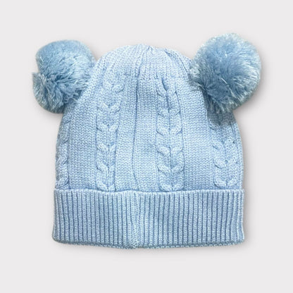 Knitted Winter Beanie for Kids | Cute Teddy Ear Woolen Cap for Baby Boys & Girls | Soft Warm Winter Hat with Flower Patch