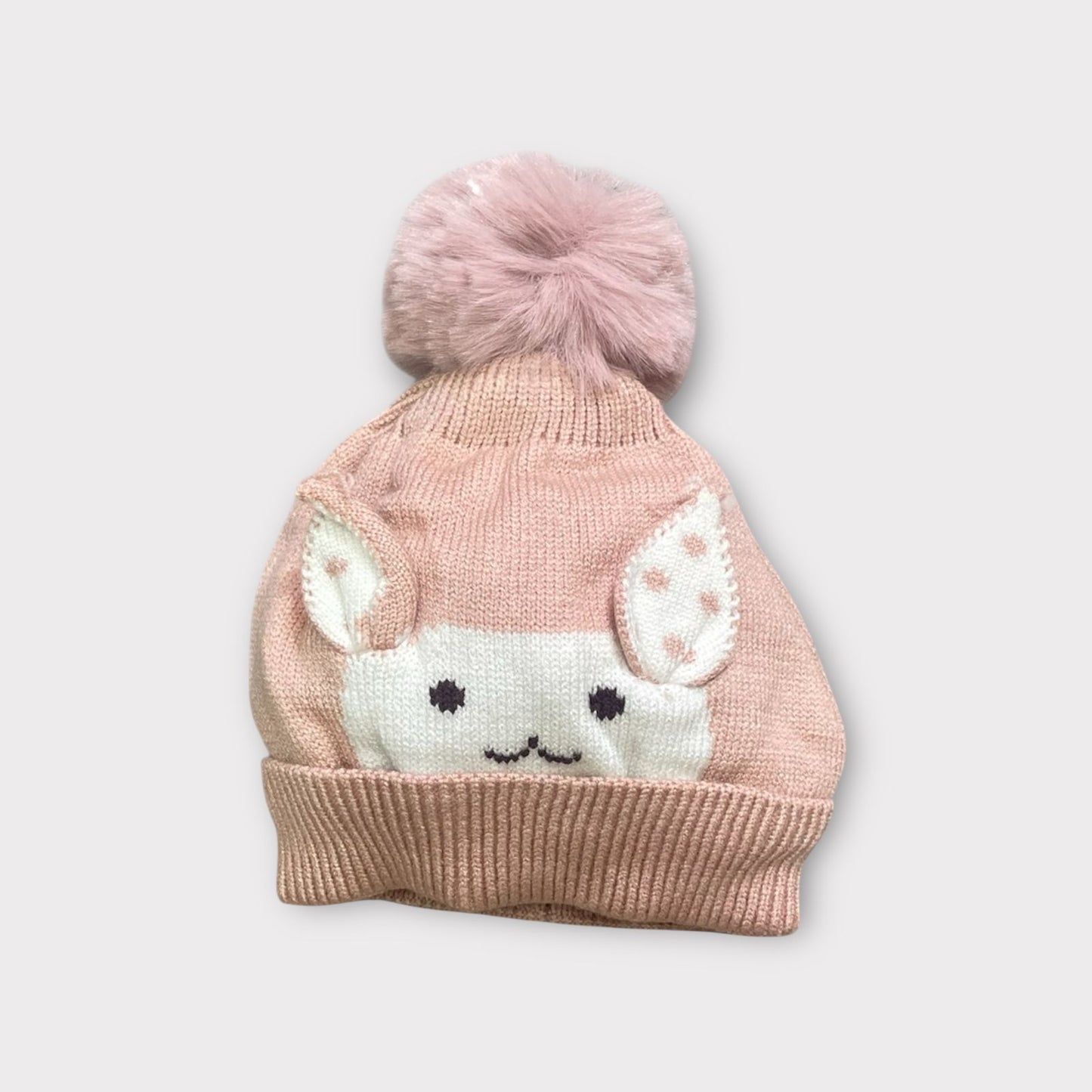 Knitted Kids Winter Cap with Bunny Ears & Pom-Pom