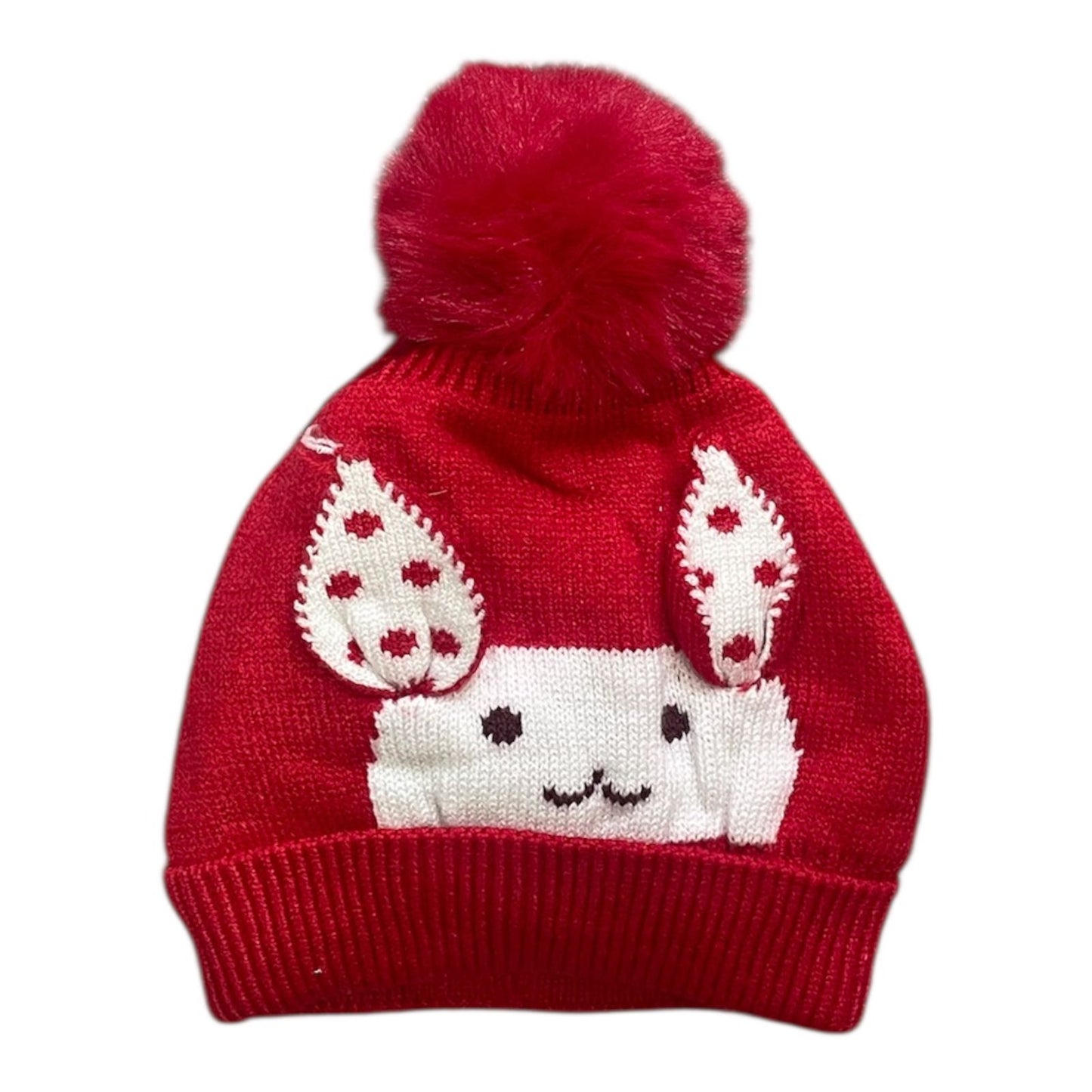 Knitted Kids Winter Cap with Bunny Ears & Pom-Pom