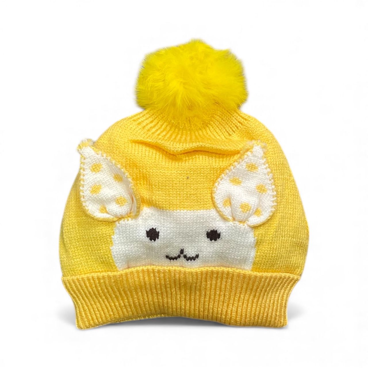 Knitted Kids Winter Cap with Bunny Ears & Pom-Pom