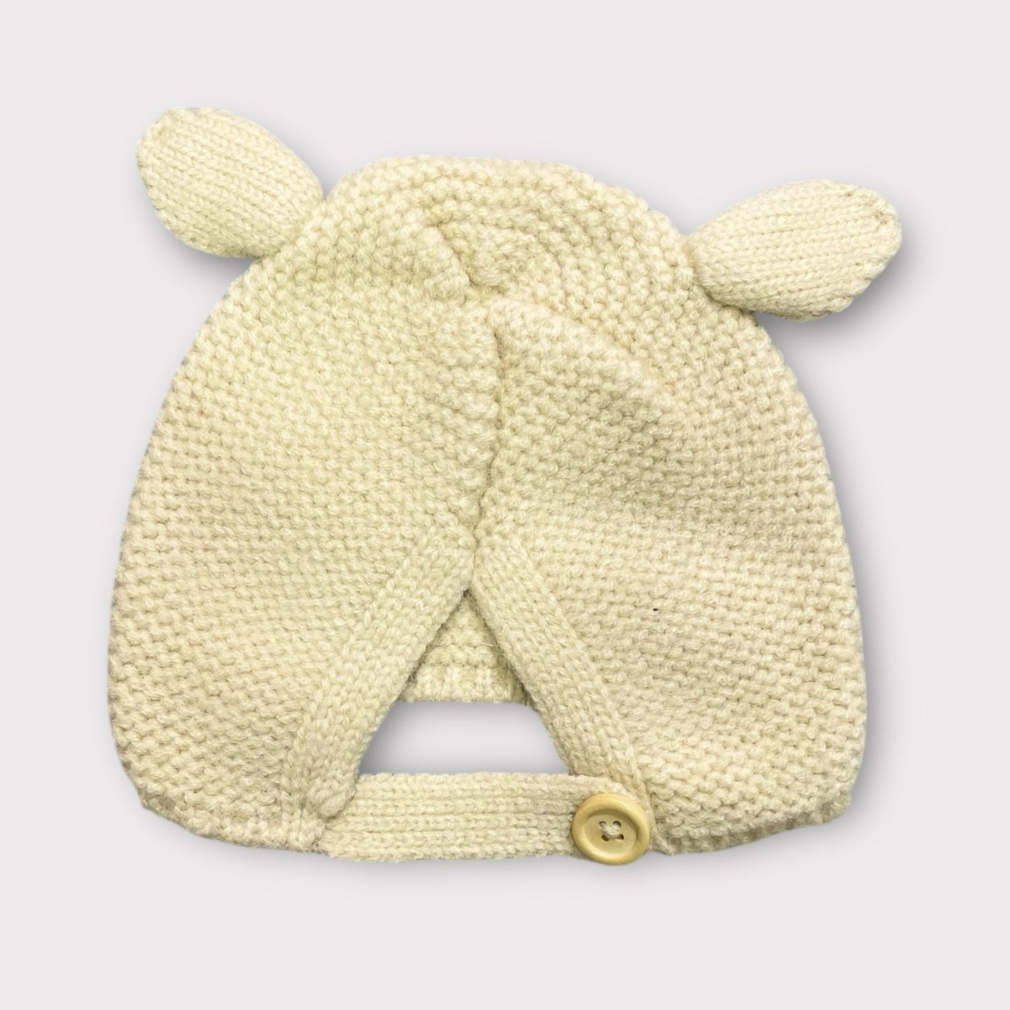 Soft Woolen Infant Winter Beanie – Knit Cap with Ears & Secure Closure