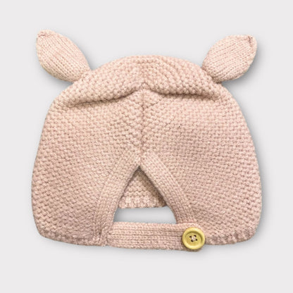 Soft Woolen Infant Winter Beanie – Knit Cap with Ears & Secure Closure