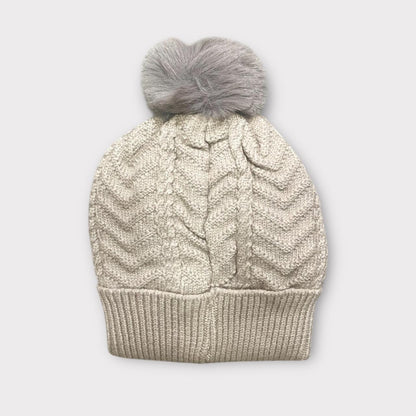 Cute Winter Knitted Beanie for Kids | Warm Woolen Cap with Pom Pom & Cartoon Patch | Soft Cozy Baby Girl Winter Hat