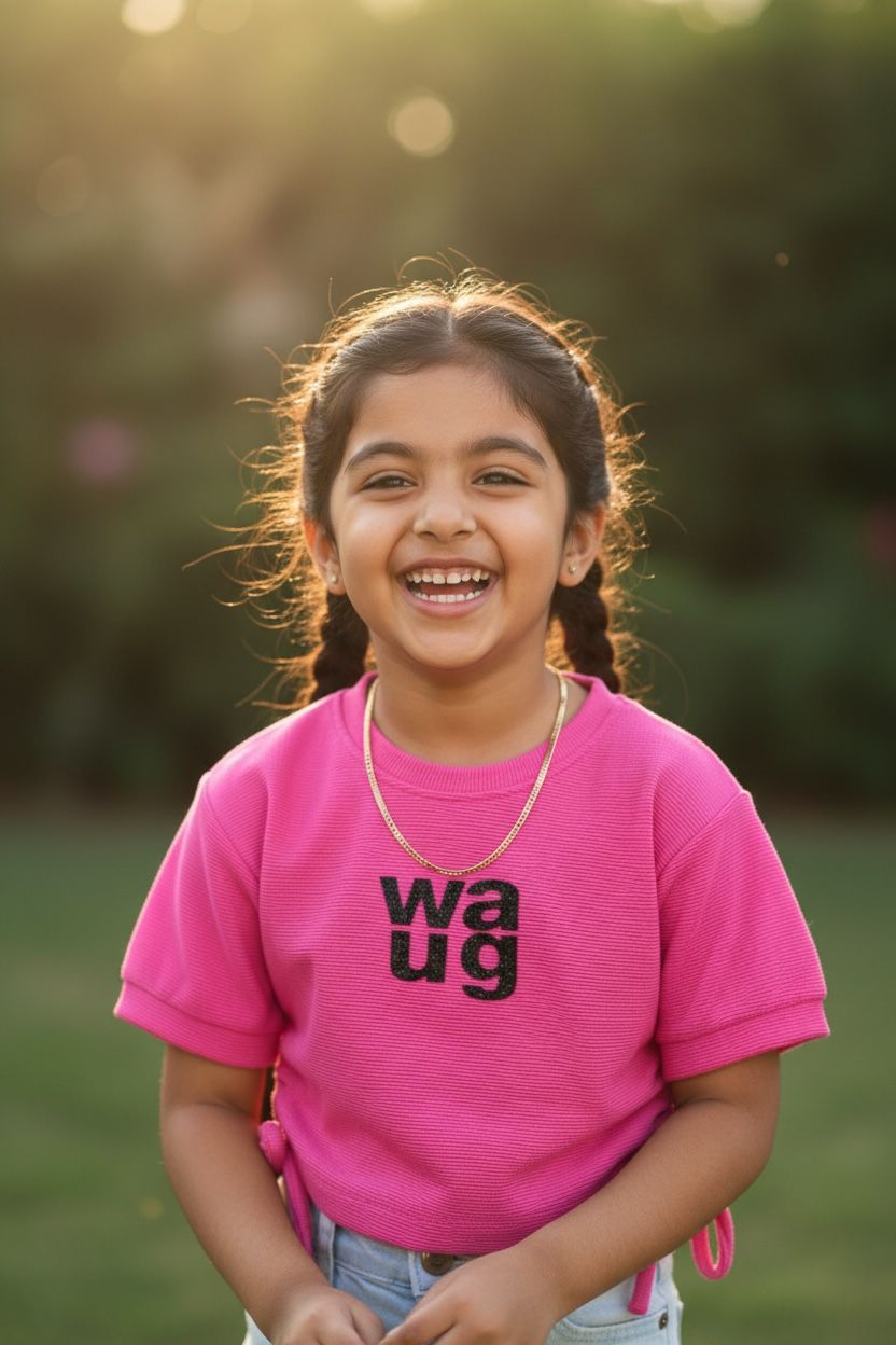 Girls Pink WAUG Embellished Top – Stylish Casual Wear