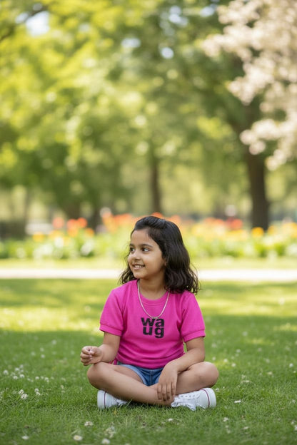 Girls Pink WAUG Embellished Top – Stylish Casual Wear